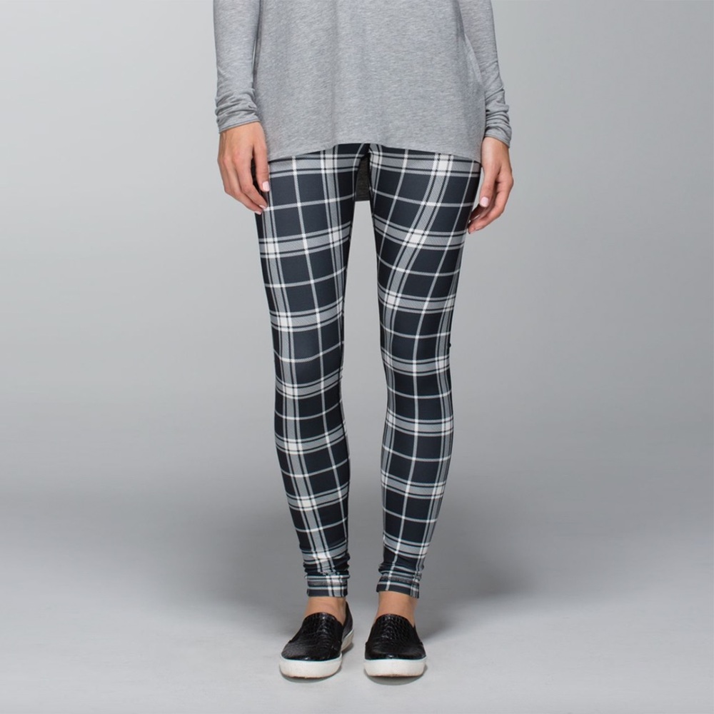Lululemon - Wunder Under Pant - Varsity Plaid Printed Ghost Deep Coal